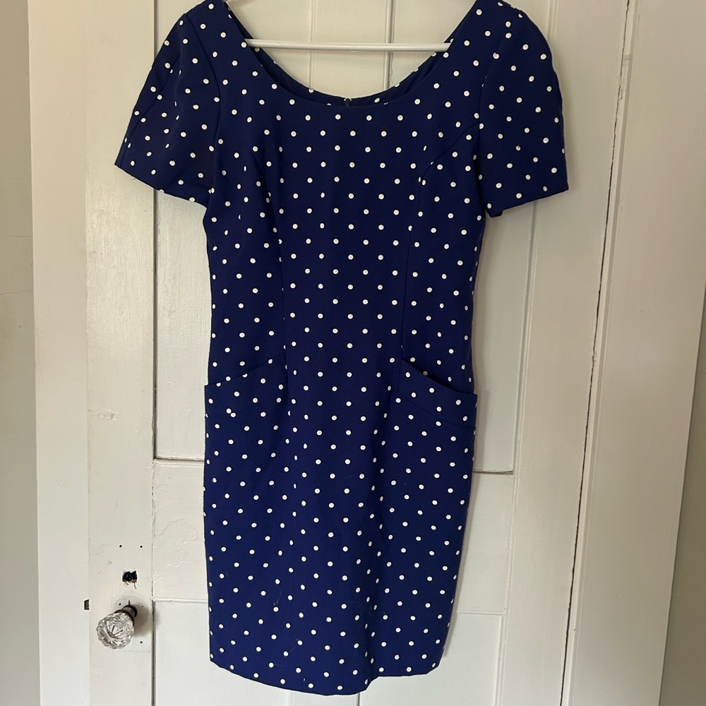 Vintage Positive Attitude Blue Polka Dot Dress